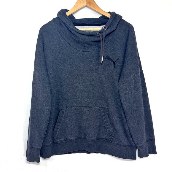 Puma Mens‎ Gray XL Slouch Drawstring Hoodie Active Comfy Outdoors 100% Cotton - Picture 1 of 13